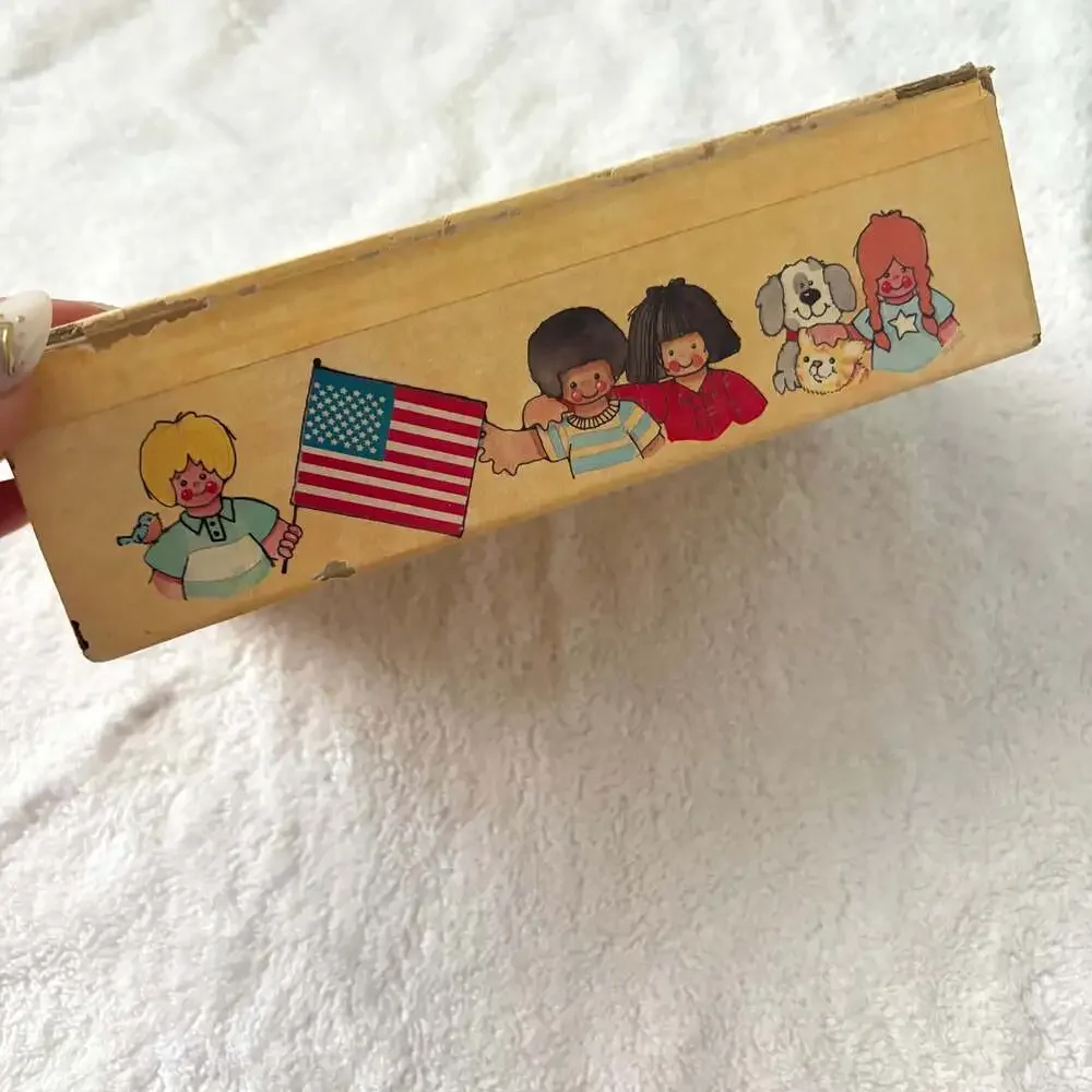 Vintage School Pencil Supply Box Holder United States Map Red